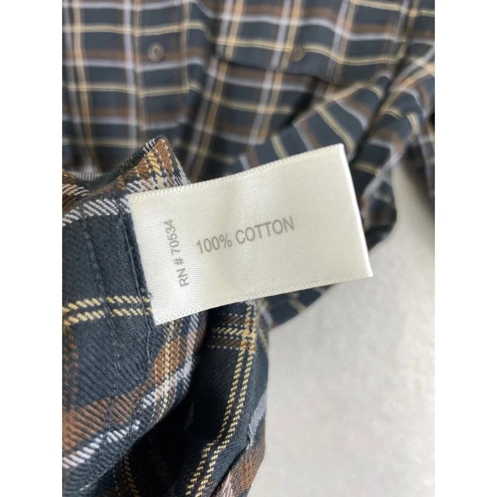 Orvis Men's Size XXL Classic Fit Plaid Button Down Shirt Navy Brown Cotton - Picture 8 of 9